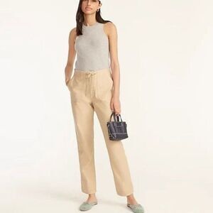 J. Crew Tie Waist Camp Pant Relaxed Fit Khaki Pants Tan Beige Medium